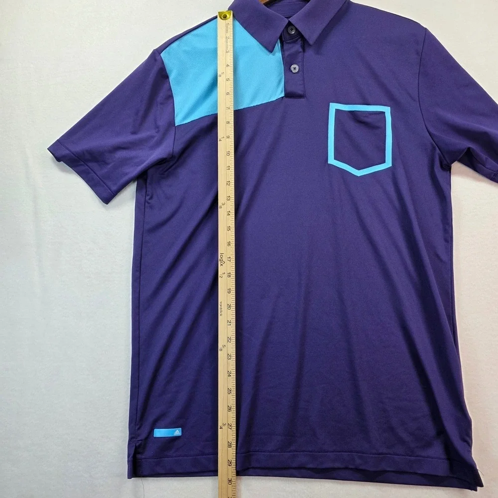 Adidas Men's Golf Puremotion COOLMAX Polo Shirt M Purple Blue Colorblock Stretch